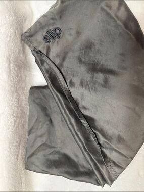 Slip brand Charcoal Silk Pillowcase with Embroidered Logo